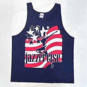 Vintage 90’s Jazzercise Sleeveless Tank Top Made In USA Navy Blue Men’s XL